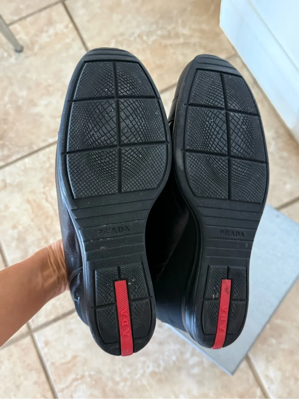 Prada Black Leather Wedge Sneakers